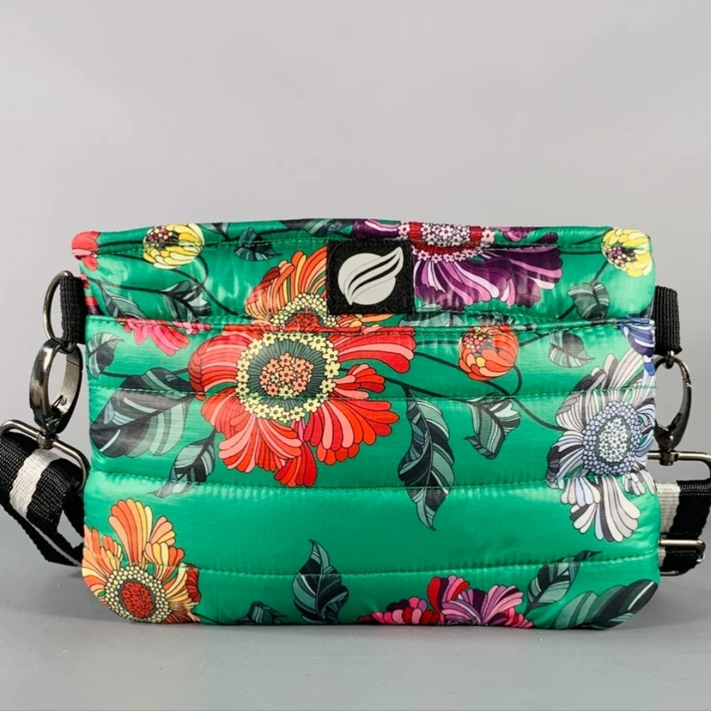 THINK-ROYLN Green Multi Color Floral Polyester Quilted Mini Hand Clutch Handbag